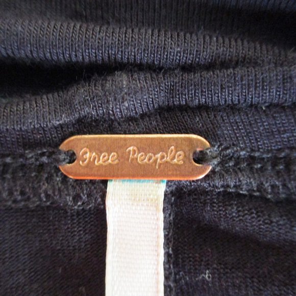 Free People "Keepin On" Tee, Black, Twist Front, Tie Sleeves Flowy Top Size M - Picture 9 of 11